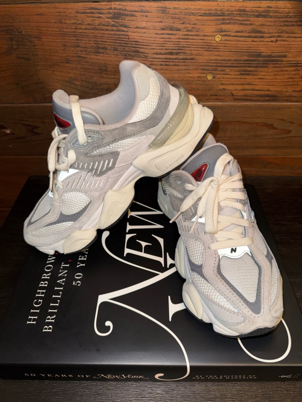New Balance 9060 Cream & Light Gray Retro Runner Sneakers